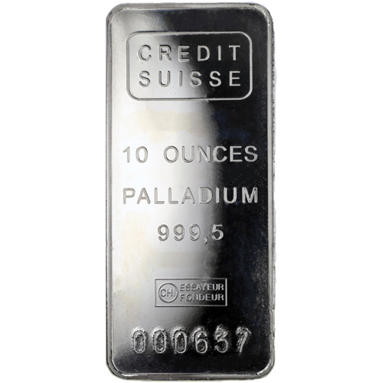 Picture of 10 oz Credit Suisse Palladium Bars