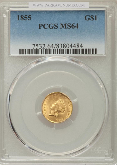 Picture of $1 Indian Head Gold Type 2 (1854-1856) PCGS/NGC MS64 (Random Year)