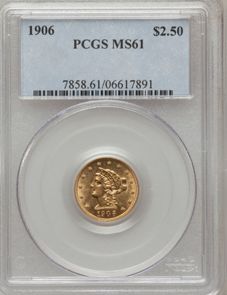 Picture of $2.50 Liberty Gold (1840-1907) PCGS/NGC MS61 (Random Year)