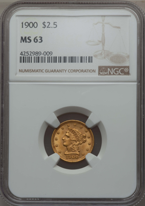 Picture of $2.50 Liberty Gold (1840-1907) PCGS/NGC MS63 (Random Year)