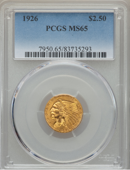 Picture of $2.50 Indian Gold (1908-1929) PCGS/NGC MS65 (Random Year)