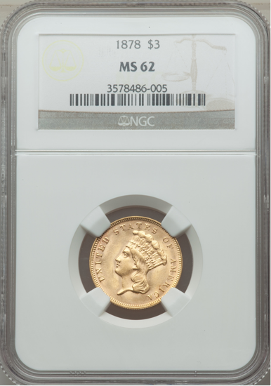 Picture of $3 Gold Princess (1854-1889) PCGS/NGC MS62 (Random Year)