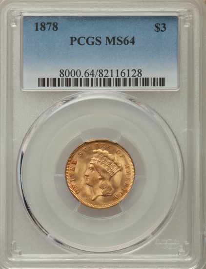 Picture of $3 Gold Princess (1854-1889) PCGS/NGC MS64 (Random Year)