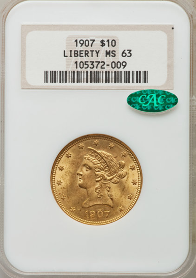 Picture of $10 Liberty Gold (1866-1907) PCGS/NGC MS63 CAC (Random Year)