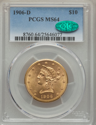 Picture of $10 Liberty Gold (1866-1907) PCGS/NGC MS64 CAC (Random Year)