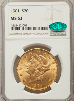 Picture of $20 Liberty Gold PCGS/NGC MS63 CAC (Random Year)