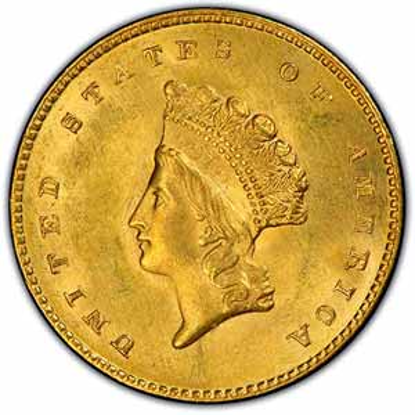 Picture of $1 Gold Indian Head Type 2 BU (1854-1856) (Random Year)