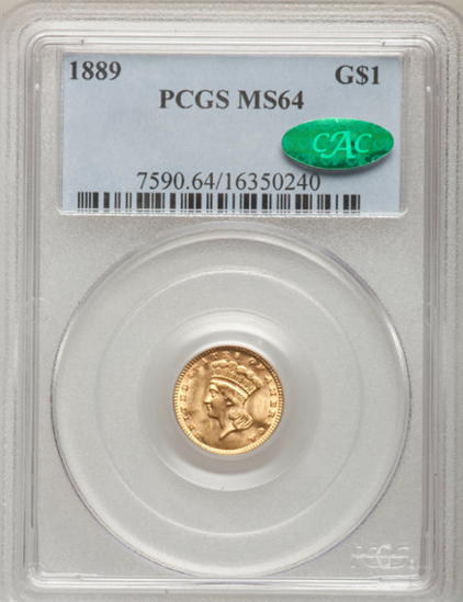 Picture of $1 Indian Head Gold Type 3 (1856-1889) PCGS/NGC MS64 CAC (Random Year)