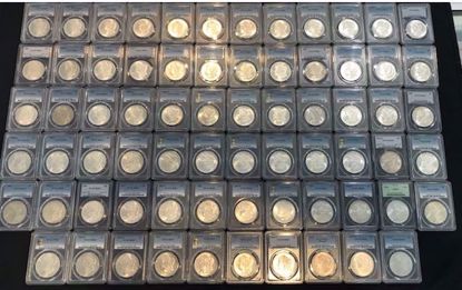 Picture of 70 Different Morgan Dollars MS63 PCGS