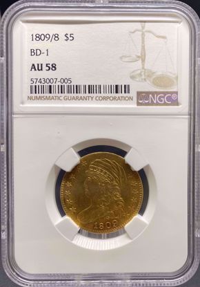 Picture of 1809/8 $5 Capped Bust AU58 NGC BD-1