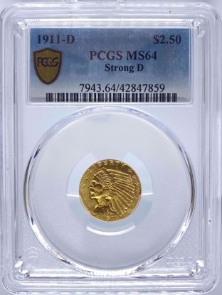 Picture of 1911-D $2.5 Indian MS64 PCGS