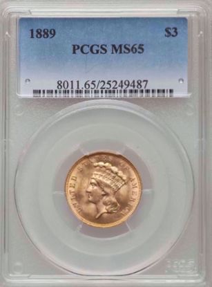 Picture of 1889 $3 Princess MS65 PCGS