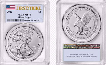 Picture of 2022 American Silver Eagle MS70 PCGS First Strike Flag Label