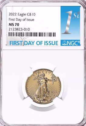 Picture of 2022 $10 Gold American Eagle MS70 NGC FDI