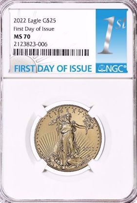 Picture of 2022 $25 Gold American Eagle MS70 NGC FDI
