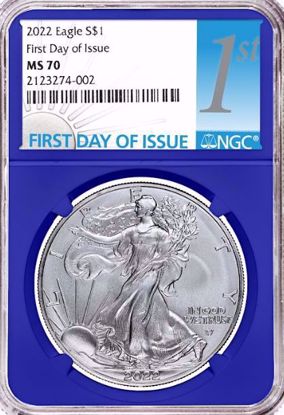 Picture of 2022 American Silver Eagle FDI MS70 NGC Blue