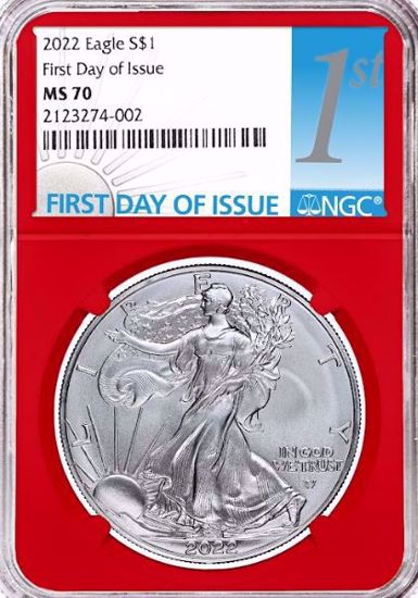 Picture of 2022 American Silver Eagle FDI MS70 NGC Red