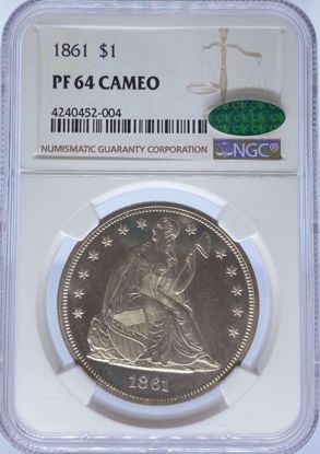 Picture of 1861 Liberty Seated Dollar PF64CAM NGC CAC