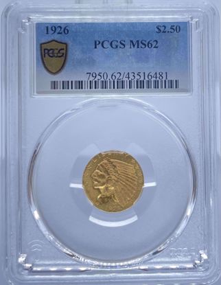 Picture of 1926 $2.5 Indian MS62 PCGS