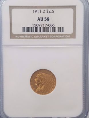 Picture of 1911-D Strong D $2.5 Indian AU58 NGC