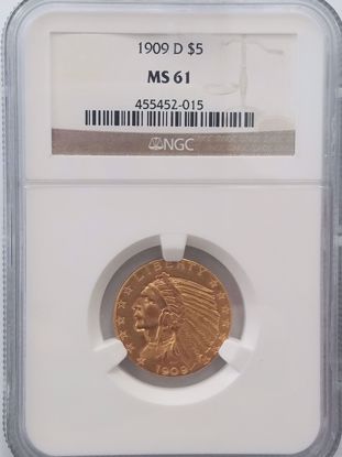 Picture of 1909-D $5 Indian MS61 NGC