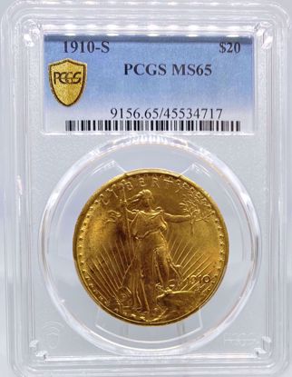 Picture of 1910-S $20 St Gaudens MS65 PCGS