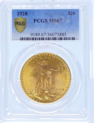 Picture of 1928 $20 St Gaudens MS67 PCGS