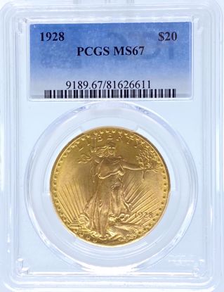 Picture of 1928 $20 St Gaudens MS67 PCGS