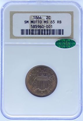 Picture of 1864 Two Cent Small Motto MS65RB NGC CAC