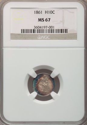 Picture of 1861 Liberty Seated Half Dime MS67 NGC