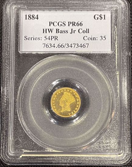Picture of 1884 Gold Dollar PR66 PCGS HW Bass Collection