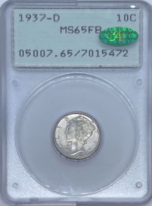 Picture of 1937-D Mercury Dime MS65FB PCGS CAC Rattler