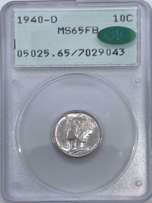 Picture of 1940-D Mercury Dime MS65FB PCGS CAC Rattler