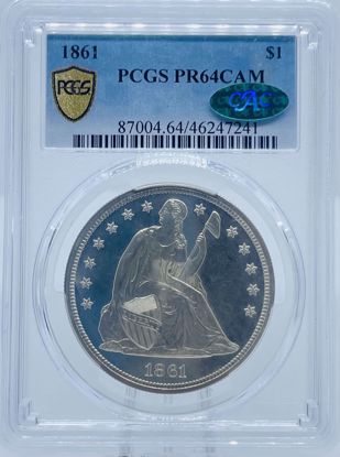 Picture of 1861 Liberty Seated Dollar PF64CAM PCGS CAC
