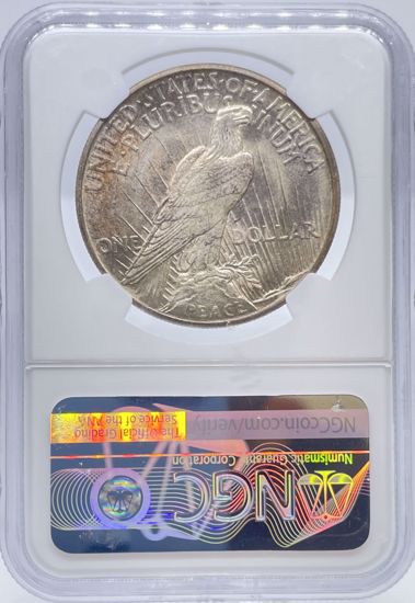 Picture of 1921 HR Peace Dollar MS66 NGC