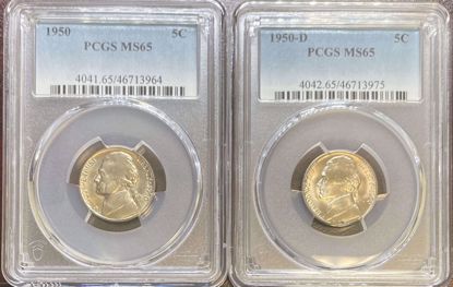 Picture of 1950-P/D Jefferson Nickel 2pc Set MS65 PCGS