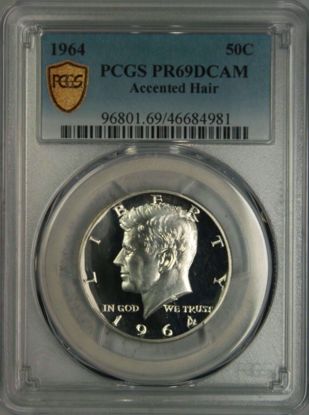 Picture of 1964 Kennedy Half Dollar Accented Hair PR69DCAM PCGS