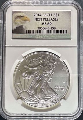 Picture of 2014 Silver Eagle MS69 NGC First Release MS70