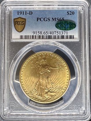 Picture of 1911-D $20 St Gaudens MS65 PCGS CAC