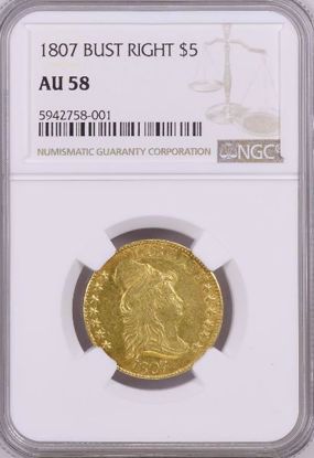 Picture of 1807 $5 Draped Bust Right AU58 NGC