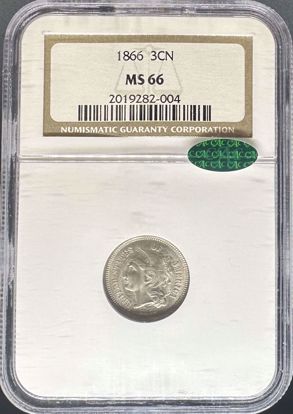 Picture of 1866 Three Cent Nickel MS66 NGC