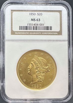 Picture of 1850 $20 Liberty MS63 NGC