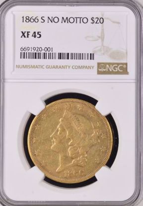 Picture of 1866-S NM $20 Liberty XF45 NGC