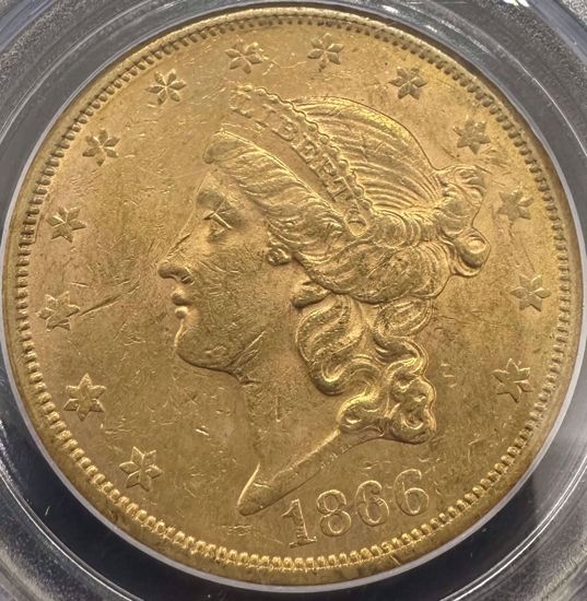 Picture of 1866-S NM $20 Liberty AU58 NGC