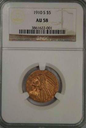 Picture of 1910-S $5 Indian AU58 NGC