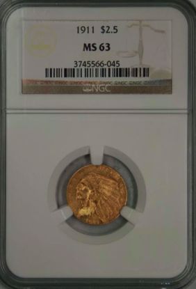 Picture of 1911 $2.5 Indian MS63 NGC