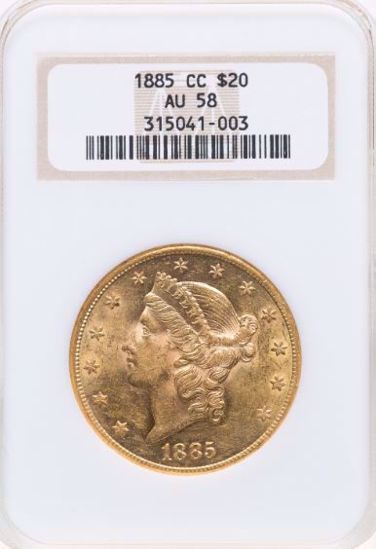 Picture of 1885-CC $20 Liberty AU58 NGC