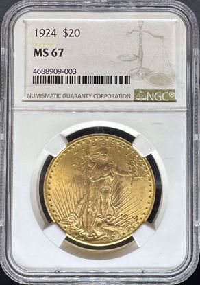 Picture of 1924 $20 St Gaudens MS67 NGC
