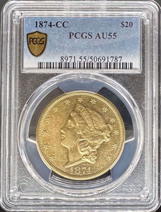 Picture of 1874-CC $20 Liberty AU55 PCGS