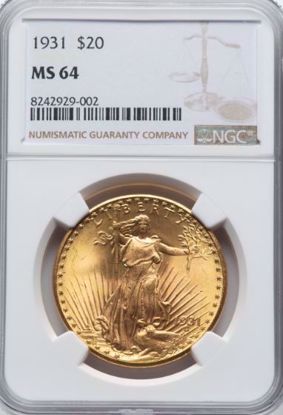 Picture of 1931 $20 St Gaudens MS64 NGC